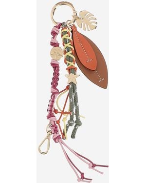 CUBA LAB Porte-clés en cuir et tissu - Blanc
