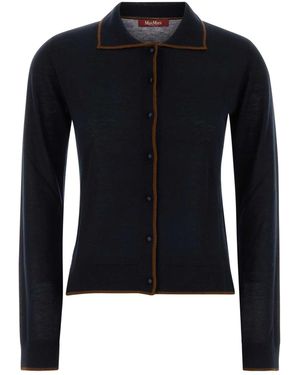 MM STUDIO Midnight Silk Blend Targo Cardigan - Blue