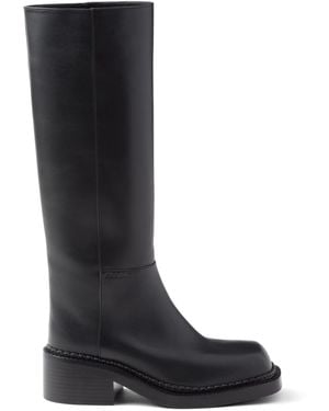 Prada Kniehoge Leren Laarzen Van 55 Mm - Zwart