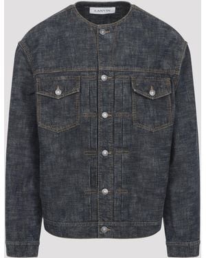 Lanvin Collarless Cotton Jacket - Grey