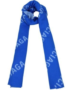 Balenciaga Sciarpe Donna Lana Blu/Bianco - Blue