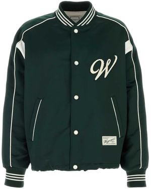 WOOYOUNGMI Bottle Green Satin Bomber Jacket