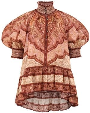Zimmermann "Wanderlust" Ruffle Blouse - Orange