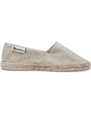 Espadrilles Alpargatas Zapatos Planos Dorado - Blanco