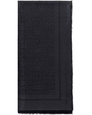 Elisabetta Franchi Pashmina in Lurex Jacquard Nera - Blau