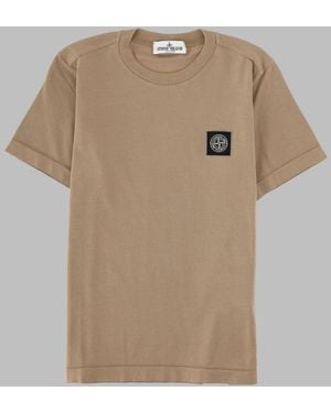 Stone Island T-Shirt Con Logo - Natural