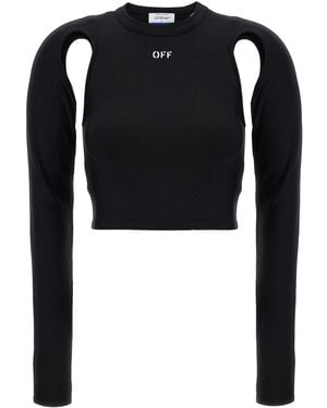 Off-White c/o Virgil Abloh Cropped Top With Cut-Out Shoulder Details - Schwarz