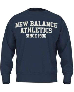 New Balance Varsity Franse Terry Grafische Crew - Blauw