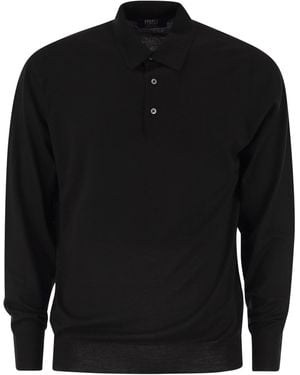 Fedeli Virgin Wool Polo Shirt - Black