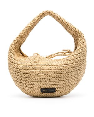 KHAITE Olivia Medium Rafia Hobo Tasche - Mettallic