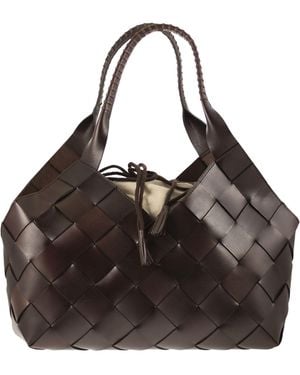 Dragon Castello geflochtene Ledertasche - Schwarz