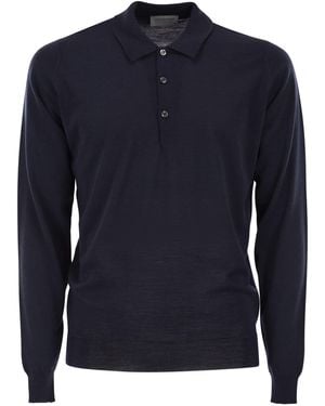 John Smedley Belper Extra Fine Merino Wool Polo Shirt - Blue