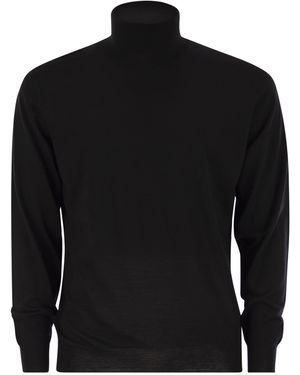 Fedeli Superfine Wool Turtleneck Derby - Zwart