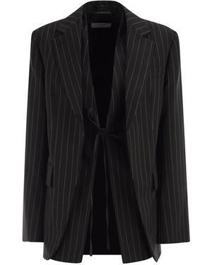 Sportmax Americana de sastre Spxdivina en gabardina a rayas diplomáticas - Negro