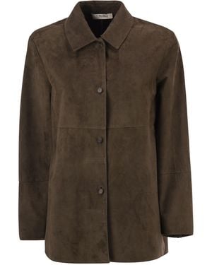 Max Mara S Camisa de ante con forro de seda Maxmara Smmgocce - Marrón