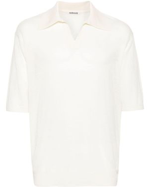 AURALEE Aureee Wol En Zijden Blend Poloshirt - Wit