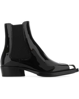 McQueen Leather Ankle Boots - Black