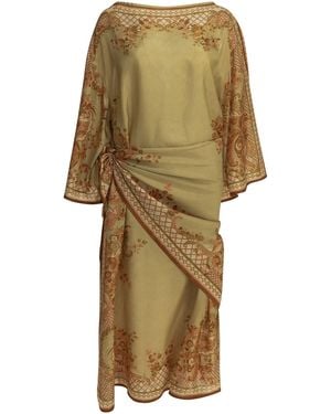 Zimmermann Aster Draped Midi Dress - Natural