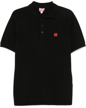 KENZO Gots Boke Flower Embroidered Slim Polo - Black