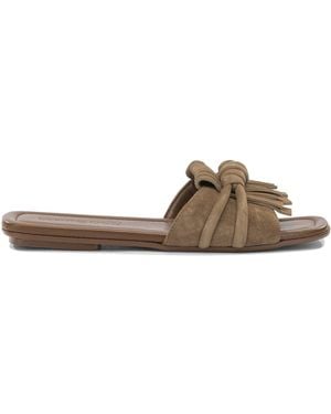 Pomme D'or Slide In Pelle Scamosciata Sandals Brown
