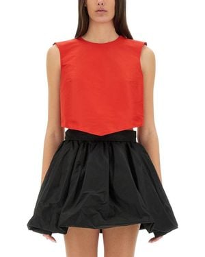 Patou Solid Round Neck Top - Red