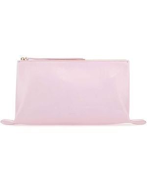 Jil Sander Pastel Leather Medium Clutch - Pink
