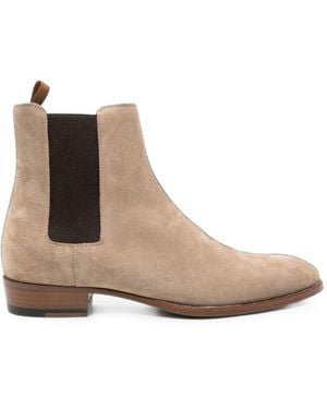Saint Laurent Wyatt Leather Boots - Natural