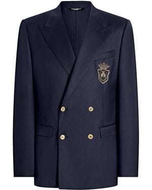 Dolce & Gabbana Blazer Met Logo -toepassing - Blauw