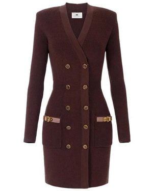 Elisabetta Franchi Mini Gebreide Jurk - Paars