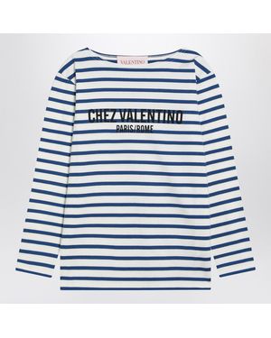 Valentino Ivory T Shirt With Stripes Chez - Blue