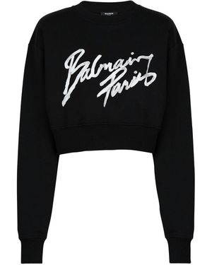 Balmain Sweatshirt Mit Print - Schwarz
