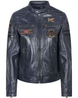 Daytona 73 Walkora Leather Moto Jacket - Blue