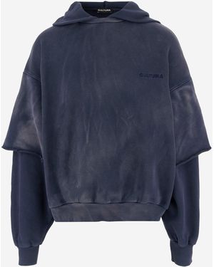 Cultura Übergroße Baumwoll -Kapuze -Sweatshirt - Blau