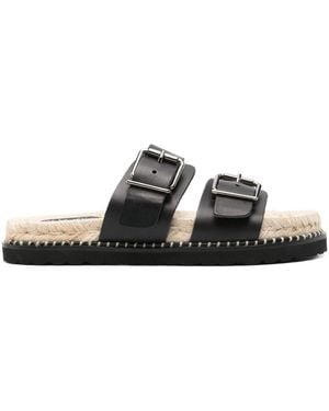 Castañer Ter Leather Flat Sandals - Black