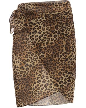 MC2 Saint Barth Pareo aus Baumwolle und Seide mit Animal-Print - Braun
