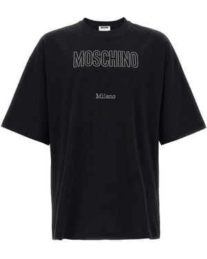 Moschino Strass -Logo T -Shirt - Schwarz