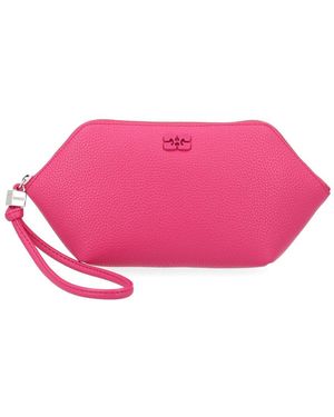 Ganni Portamonete Con Logo - Pink