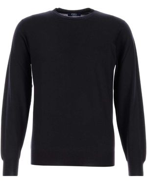 Fedeli Midnight Wool Jumper - Blue