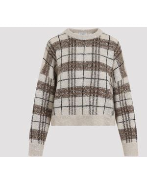 Brunello Cucinelli Karierter Pullover - Grau