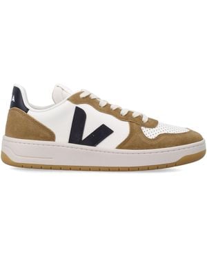 Veja V-10 Leather Trainers - Metallic