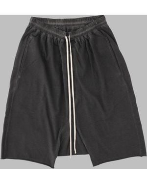 Rick Owens Contrast Drawstring Flap Pocket Cotton Shorts - Black