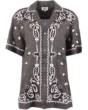 P.A.R.O.S.H. Shirt With Embroidery Linen - Black