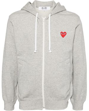 COMME DES GARÇONS PLAY U Sweatshirt mit rotem Emblem aus Strick - Grau