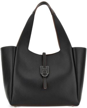 Hogan Trenc Leather Tote Bag - Black