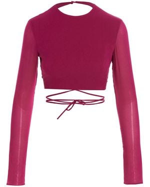 ANDAMANE Cropped Georgette Top - Red