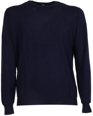 Fedeli Rundhalsausschnitt L/S Gestrickter Pullover Mann - Blau
