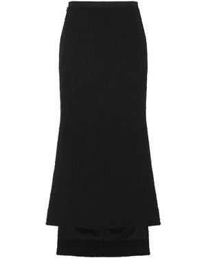 Lanvin Asymmetric Straight-Fit Virgin Wool Skirt - Black