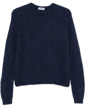 Base London Basiswollen Trui Met Ronde Hals - Blauw