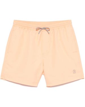 Brunello Cucinelli Badeshorts Mit Logo-Stickerei - Natur
