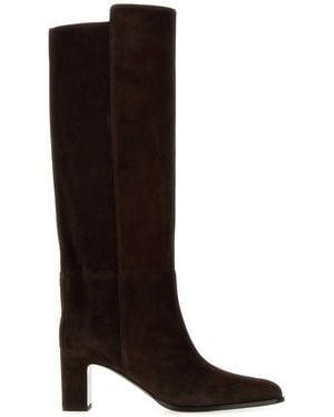 Jimmy Choo Caly Suede Boot With 6.5 Cm Heel - Brown